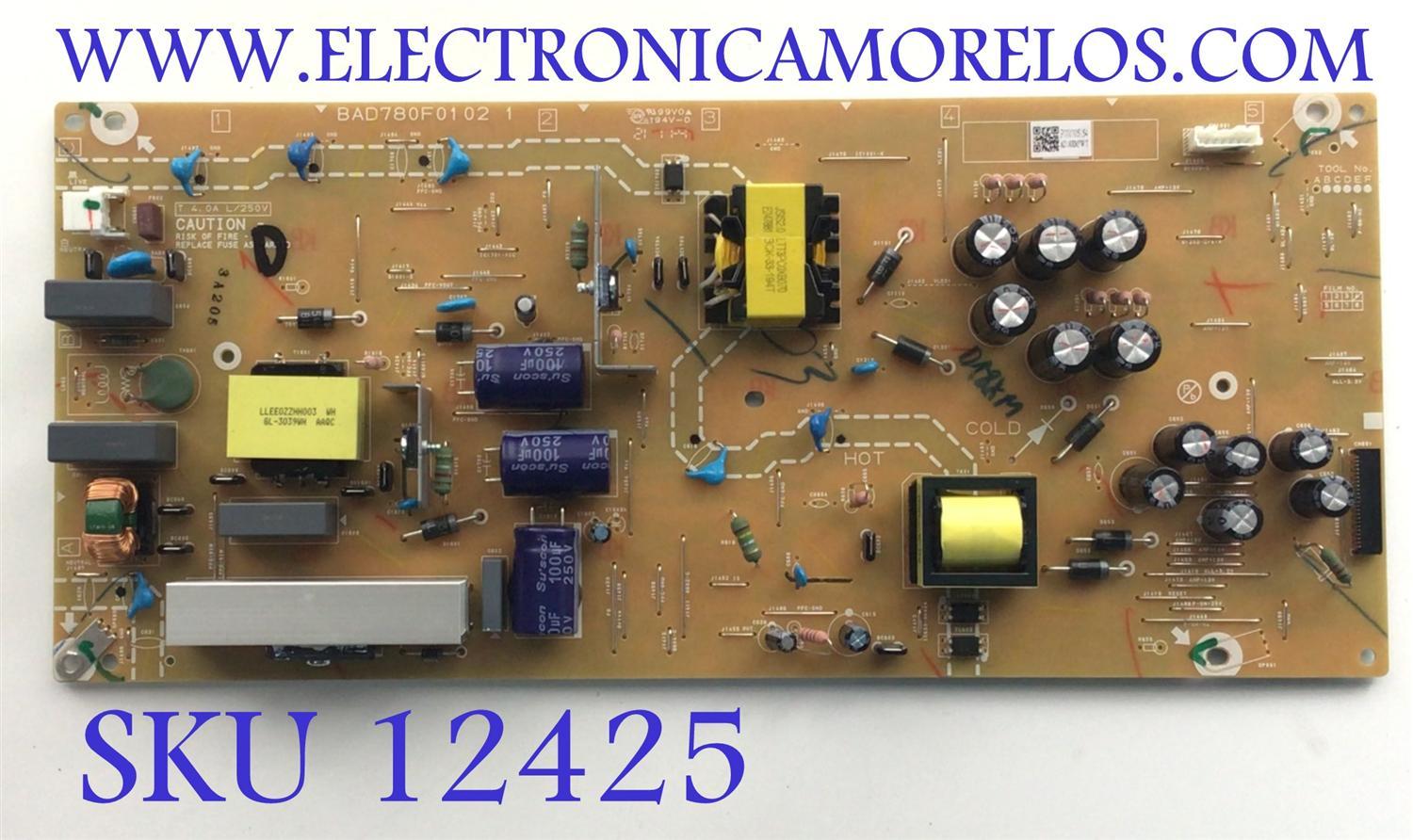 FUENTE PARA TV PHILIPS / NUMERO DE PARTE AD18XMPWT / BAD780F0102 / P000005154 / MODELO 65PFL5766/F7